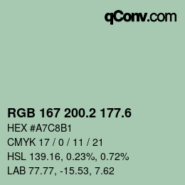 カラーコード: RGB 167 200.2 177.6 | qconv.com