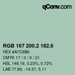 カラーコード: RGB 167 200.2 182.6 | qconv.com