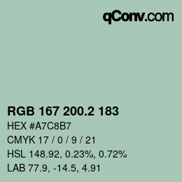 カラーコード: RGB 167 200.2 183 | qconv.com