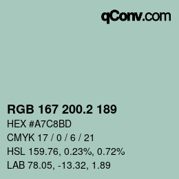カラーコード: RGB 167 200.2 189 | qconv.com