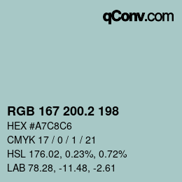 カラーコード: RGB 167 200.2 198 | qconv.com