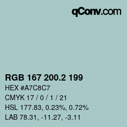 カラーコード: RGB 167 200.2 199 | qconv.com