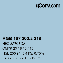 カラーコード: RGB 167 200.2 218 | qconv.com