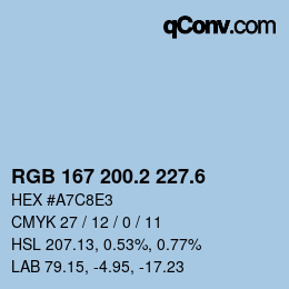 カラーコード: RGB 167 200.2 227.6 | qconv.com