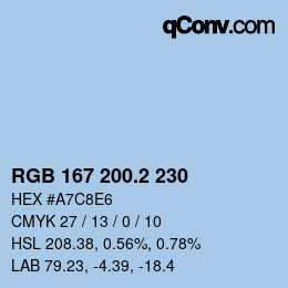 カラーコード: RGB 167 200.2 230 | qconv.com