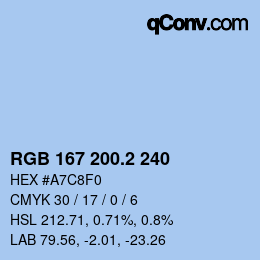 カラーコード: RGB 167 200.2 240 | qconv.com