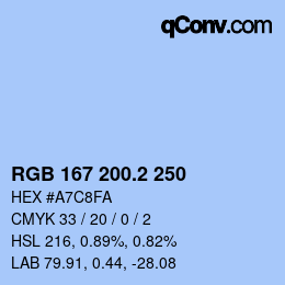 カラーコード: RGB 167 200.2 250 | qconv.com