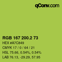 カラーコード: RGB 167 200.2 73 | qconv.com