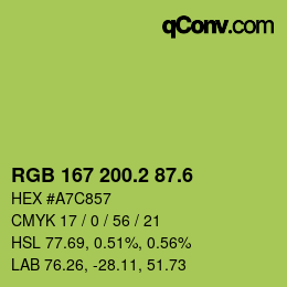 カラーコード: RGB 167 200.2 87.6 | qconv.com