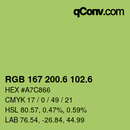 カラーコード: RGB 167 200.6 102.6 | qconv.com