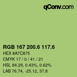 カラーコード: RGB 167 200.6 117.6 | qconv.com