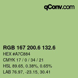 カラーコード: RGB 167 200.6 132.6 | qconv.com