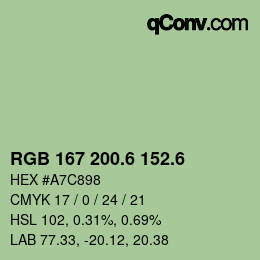 カラーコード: RGB 167 200.6 152.6 | qconv.com