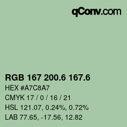 カラーコード: RGB 167 200.6 167.6 | qconv.com