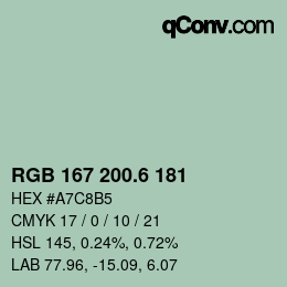 カラーコード: RGB 167 200.6 181 | qconv.com