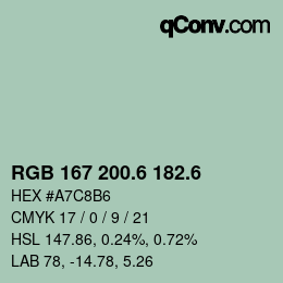 カラーコード: RGB 167 200.6 182.6 | qconv.com