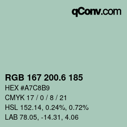 カラーコード: RGB 167 200.6 185 | qconv.com