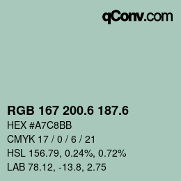 カラーコード: RGB 167 200.6 187.6 | qconv.com