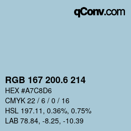カラーコード: RGB 167 200.6 214 | qconv.com