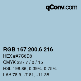 カラーコード: RGB 167 200.6 216 | qconv.com