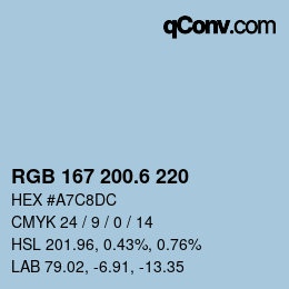 カラーコード: RGB 167 200.6 220 | qconv.com