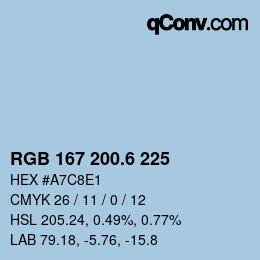 カラーコード: RGB 167 200.6 225 | qconv.com