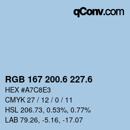 カラーコード: RGB 167 200.6 227.6 | qconv.com