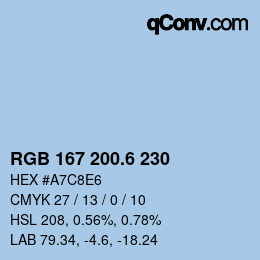 カラーコード: RGB 167 200.6 230 | qconv.com