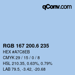 カラーコード: RGB 167 200.6 235 | qconv.com