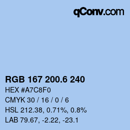 カラーコード: RGB 167 200.6 240 | qconv.com