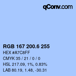 カラーコード: RGB 167 200.6 255 | qconv.com