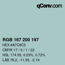 Code couleur: RGB 167 200 197 | qconv.com
