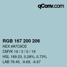 Color code: RGB 167 200 206 | qconv.com