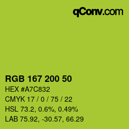 颜色代码: RGB 167 200 50 | qconv.com