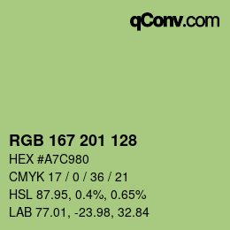 Color code: RGB 167 201 128 | qconv.com