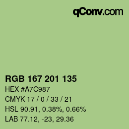 Color code: RGB 167 201 135 | qconv.com