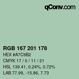 Color code: RGB 167 201 178 | qconv.com