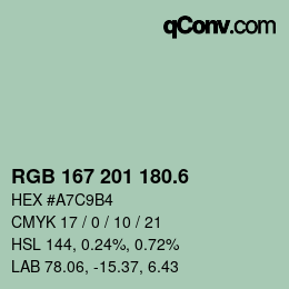 カラーコード: RGB 167 201 180.6 | qconv.com