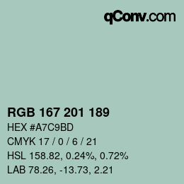 Color code: RGB 167 201 189 | qconv.com