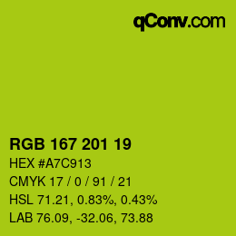 Color code: RGB 167 201 19 | qconv.com