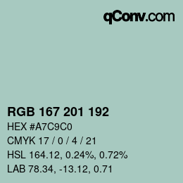 Color code: RGB 167 201 192 | qconv.com