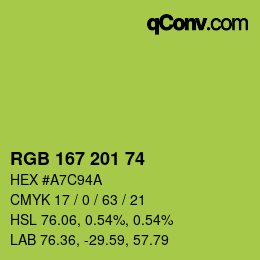 Color code: RGB 167 201 74 | qconv.com