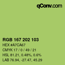 カラーコード: RGB 167 202 103 | qconv.com