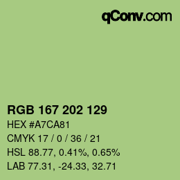Color code: RGB 167 202 129 | qconv.com