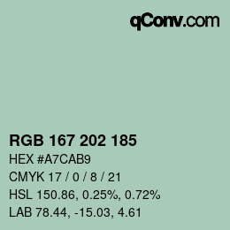 カラーコード: RGB 167 202 185 | qconv.com