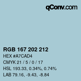 颜色代码: RGB 167 202 212 | qconv.com