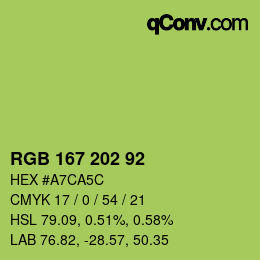 Color code: RGB 167 202 92 | qconv.com