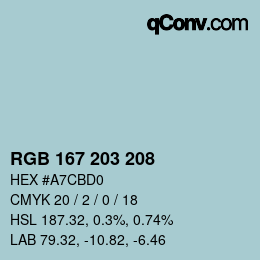 Color code: RGB 167 203 208 | qconv.com