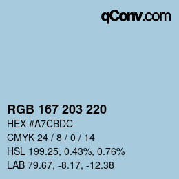 Color code: RGB 167 203 220 | qconv.com