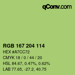 カラーコード: RGB 167 204 114 | qconv.com